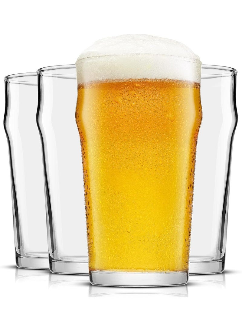 DubaiCrystal Beer Pint Glasses Set of 4. Large Beer Pint Glass Capacity in a Traditional Pub Drinking Glasses Design. Oversized Beer Glasses Set for Guinness, Stout, and Big Craft Beer Glasses - Image 1